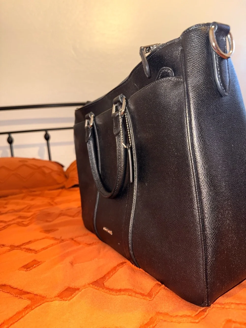 Coach Leather Briefcase Laptop Bag F59141 Black Razor Metropolitan
